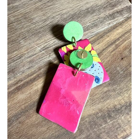 Handmade Polymer Clay Earrings Handcrafted Artwork Floral Sunflower - Picture 2 of 4